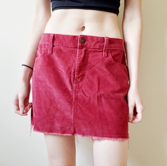 Abercrombie & Fitch Dresses & Skirts - Abercrombie Frayed Hem Rust Corduroy Mini Skirt